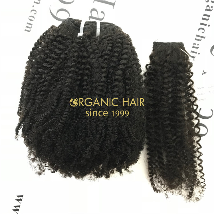 Cheap human virgin indian hair extension weave Coily texture X75